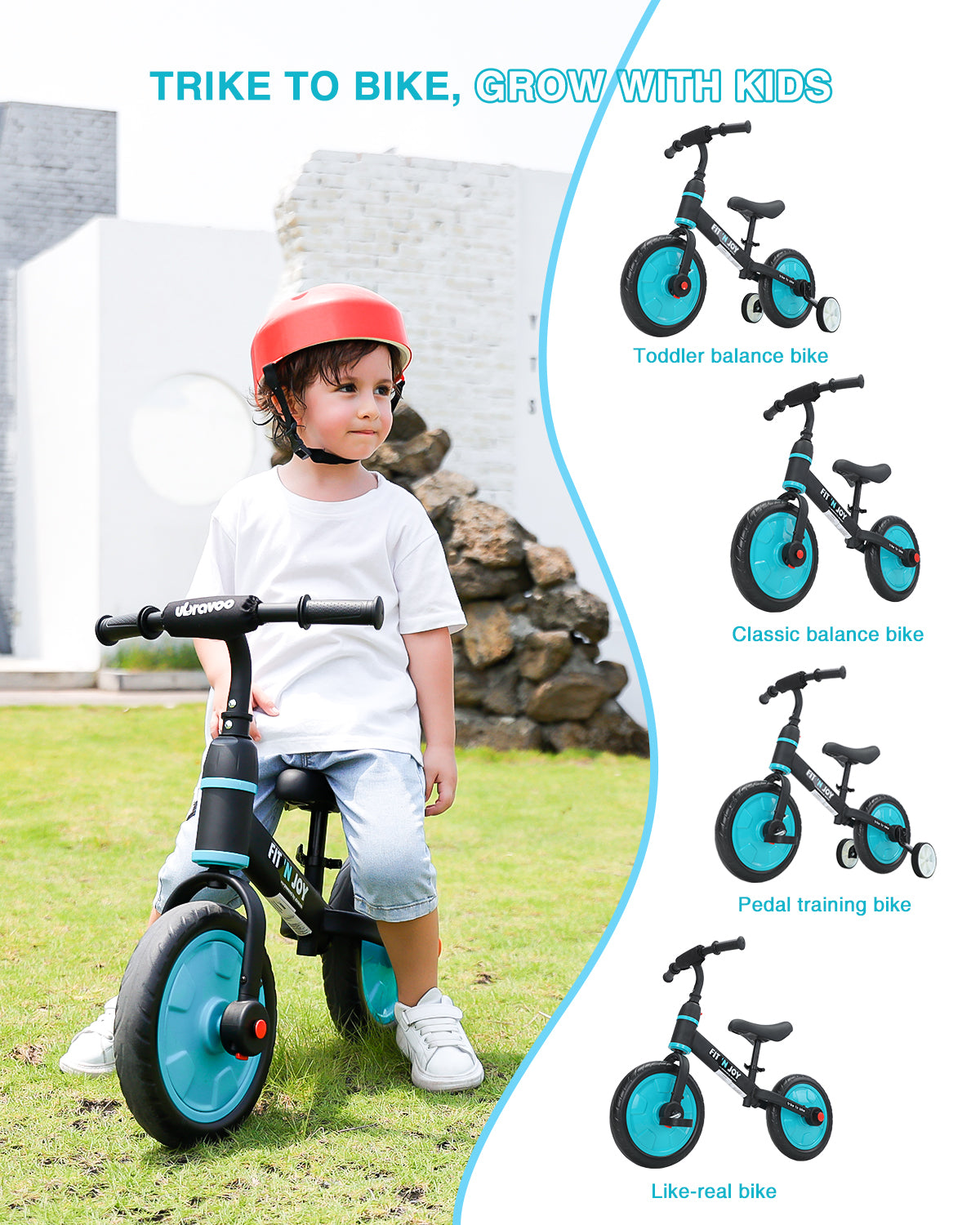 4-in-1 loopfiets blauw