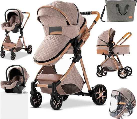 3 in 1 kinderwagen multifunctioneel khaki