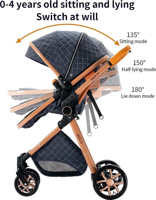 3 in 1 kinderwagen multifunctioneel grijs