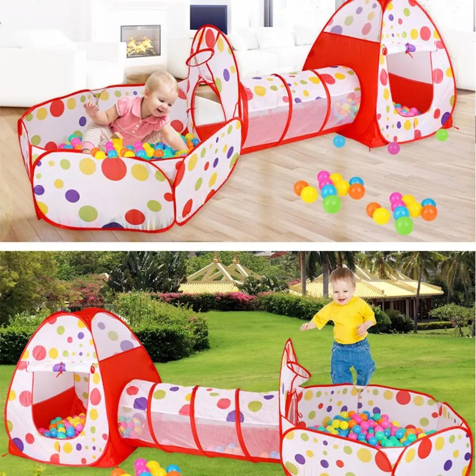 3-in-1 Opvouwbare speeltunnel voor kinderen blauw