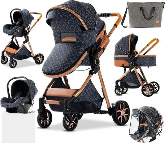 3 in 1 kinderwagen multifunctioneel blauw