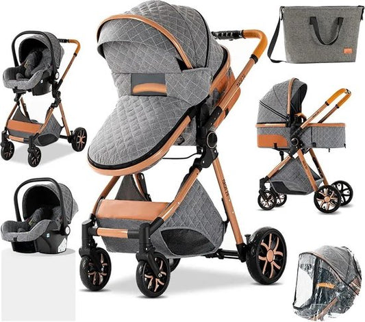 3 in 1 kinderwagen multifunctioneel grijs