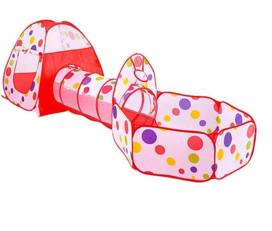 3-in-1 Opvouwbare speeltunnel voor kinderen roze