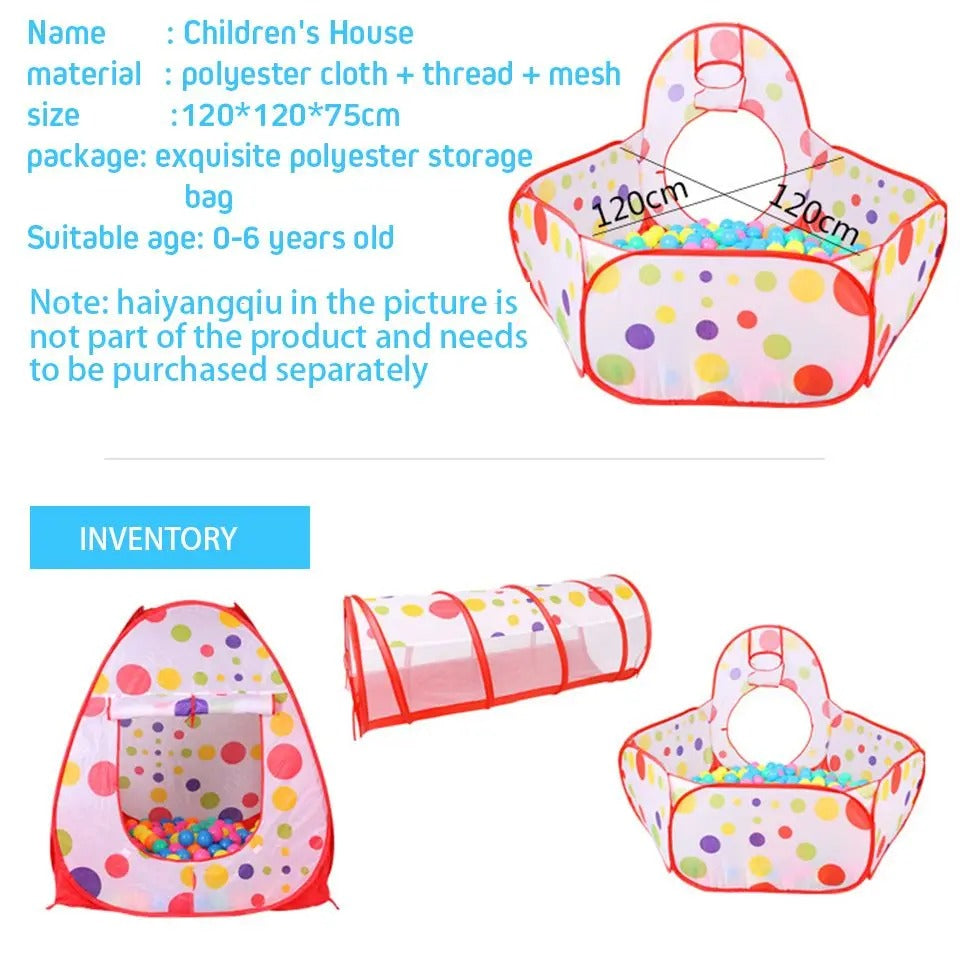 3-in-1 Opvouwbare speeltunnel voor kinderen blauw