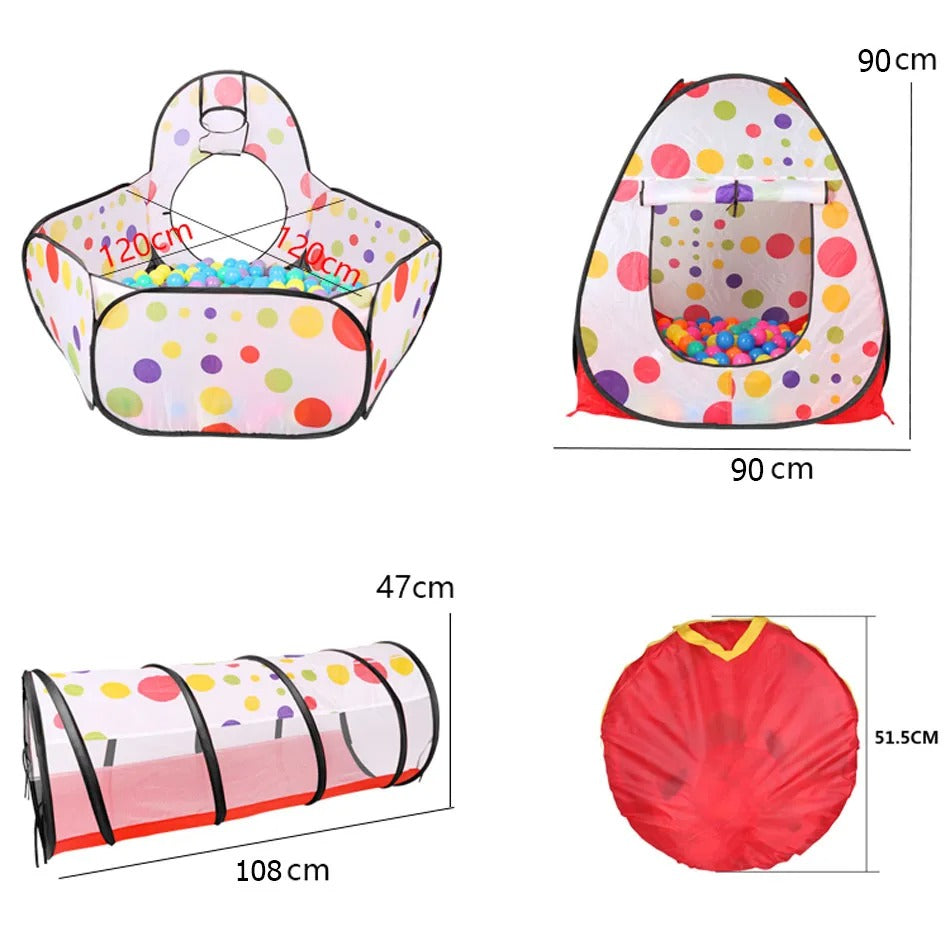 3-in-1 Opvouwbare speeltunnel voor kinderen blauw