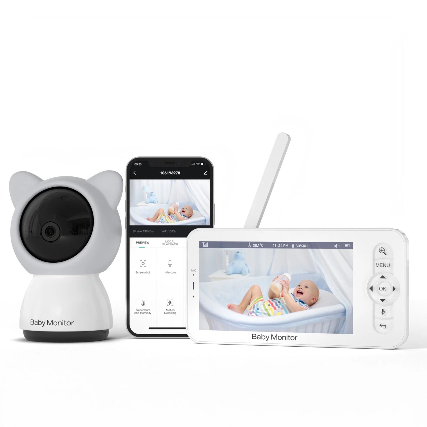 Luxe babyfoon 5 inch display